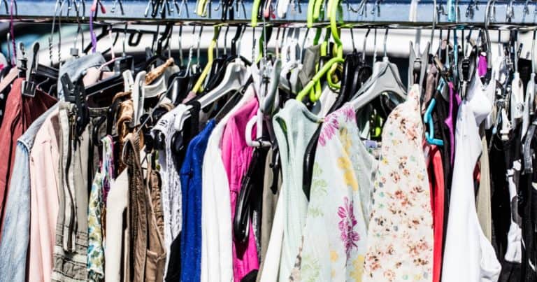 Clothes hanging on a rack