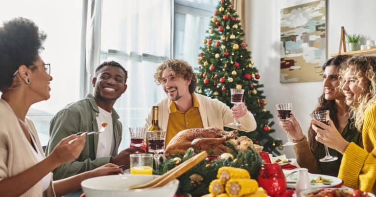 Friends enjoying a holiday meal together